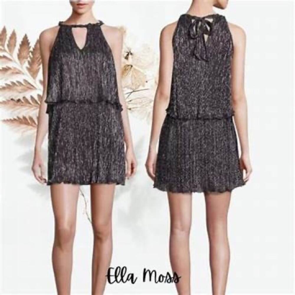Ella Moss NEW Retro Metallic Layered Cocktail Dress Size XS
